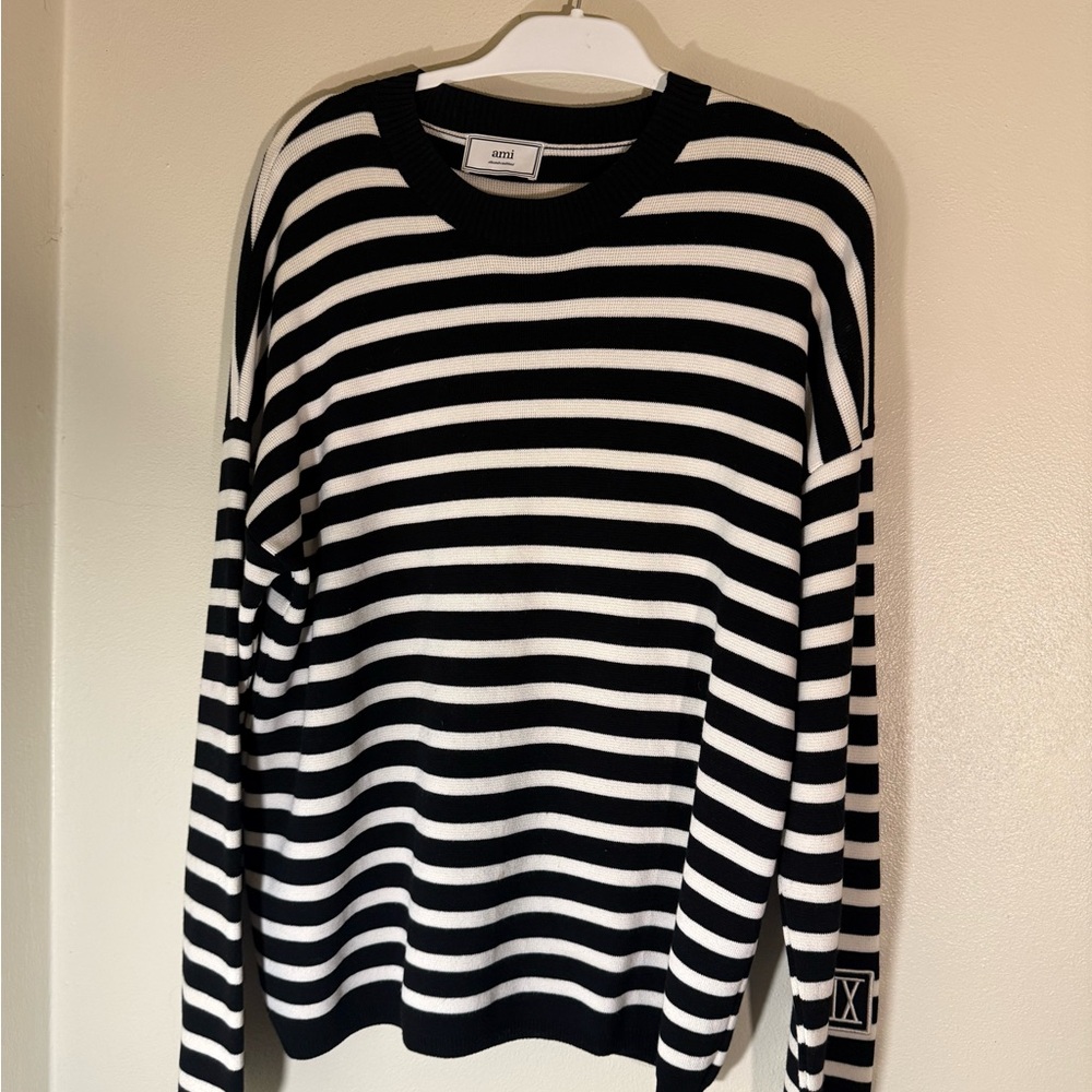 AMI Paris Striped Black and White Sweater size large